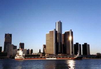 This photo of the Detroit, Michigan skyline was taken from across the Detroit River in Canada by photographer Keith Syvinski from Franklin, Indiana.